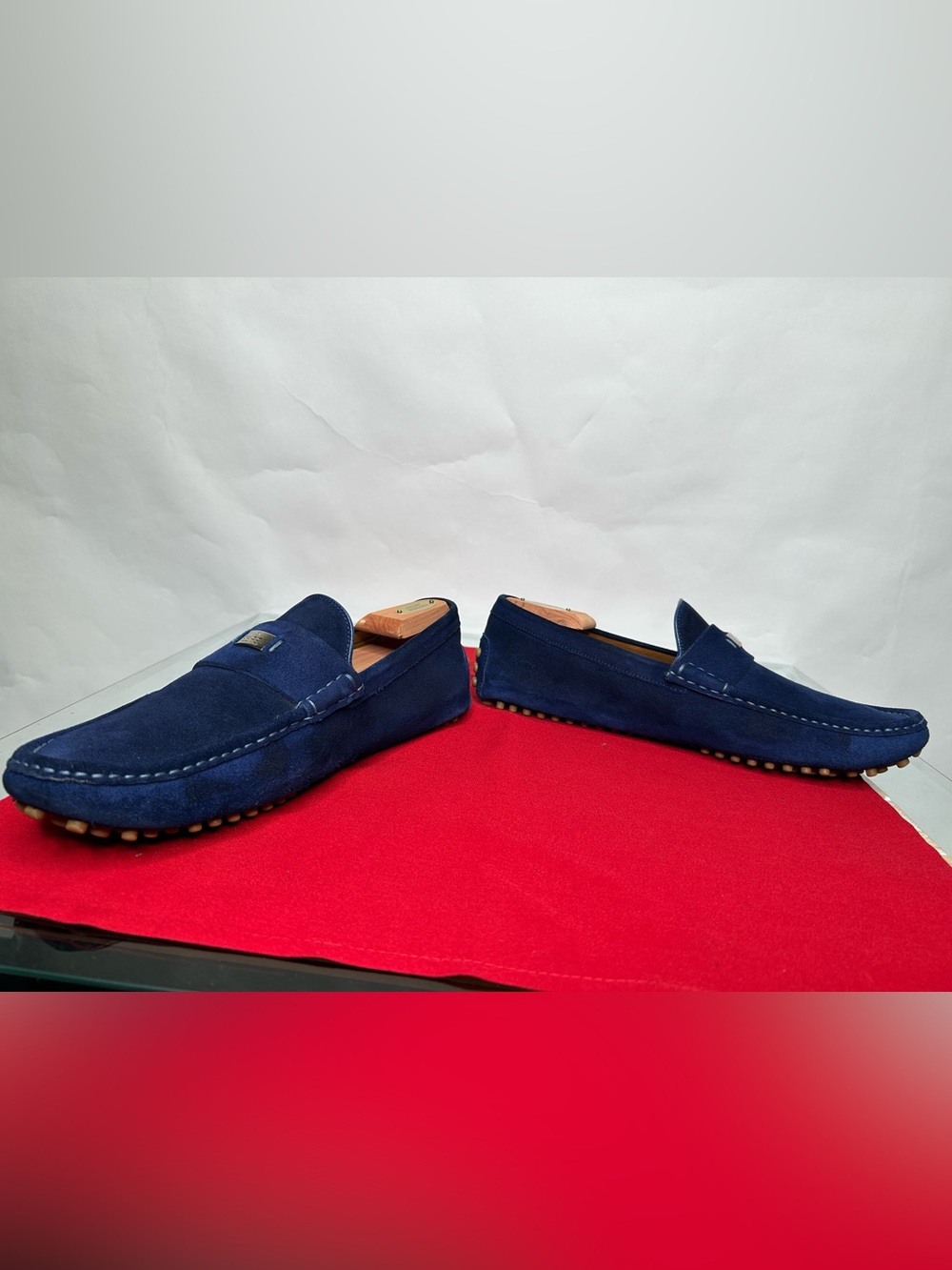 Gucci Blue Suede Loafers Drivers 11  Navy - Picture 5 of 8